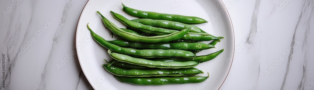 Steamed Green Beans on a Plain White Plate Kitchen Food Photography Minimalist Close-Up Healthy Eating Steamed Green Beans on a Plain White Plate Kitchen Food Photography Minimalist Close-Up Healthy Eating