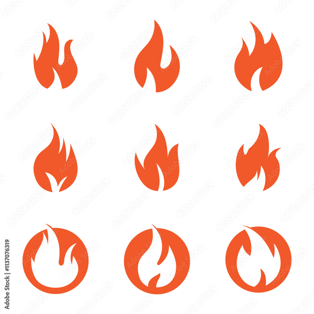 Fire Set logo design illustration and fire symbol Fire Set logo design illustration and fire symbol