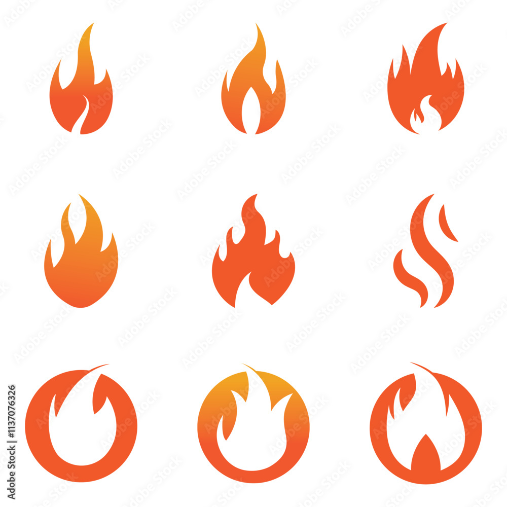 Fire Set logo design illustration and fire symbol Fire Set logo design illustration and fire symbol