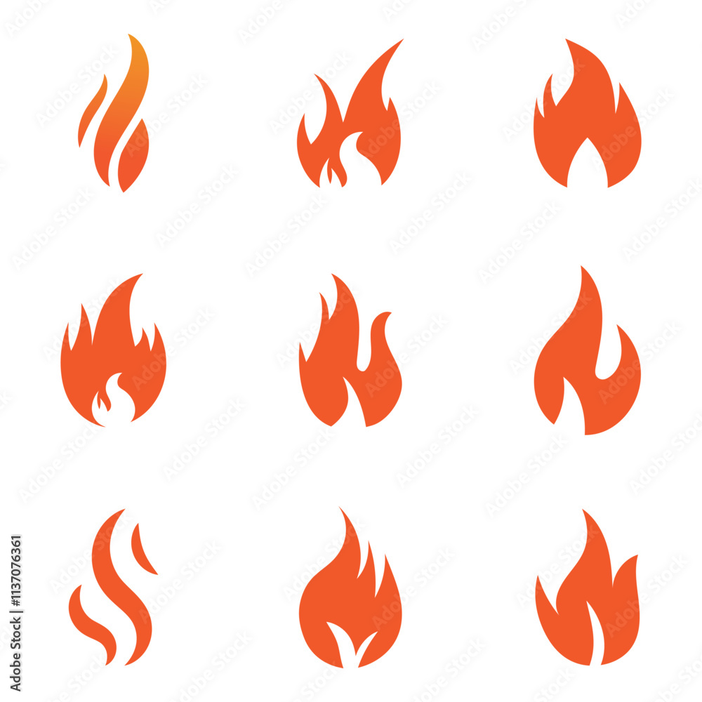 Fire Set logo design illustration and fire symbol Fire Set logo design illustration and fire symbol