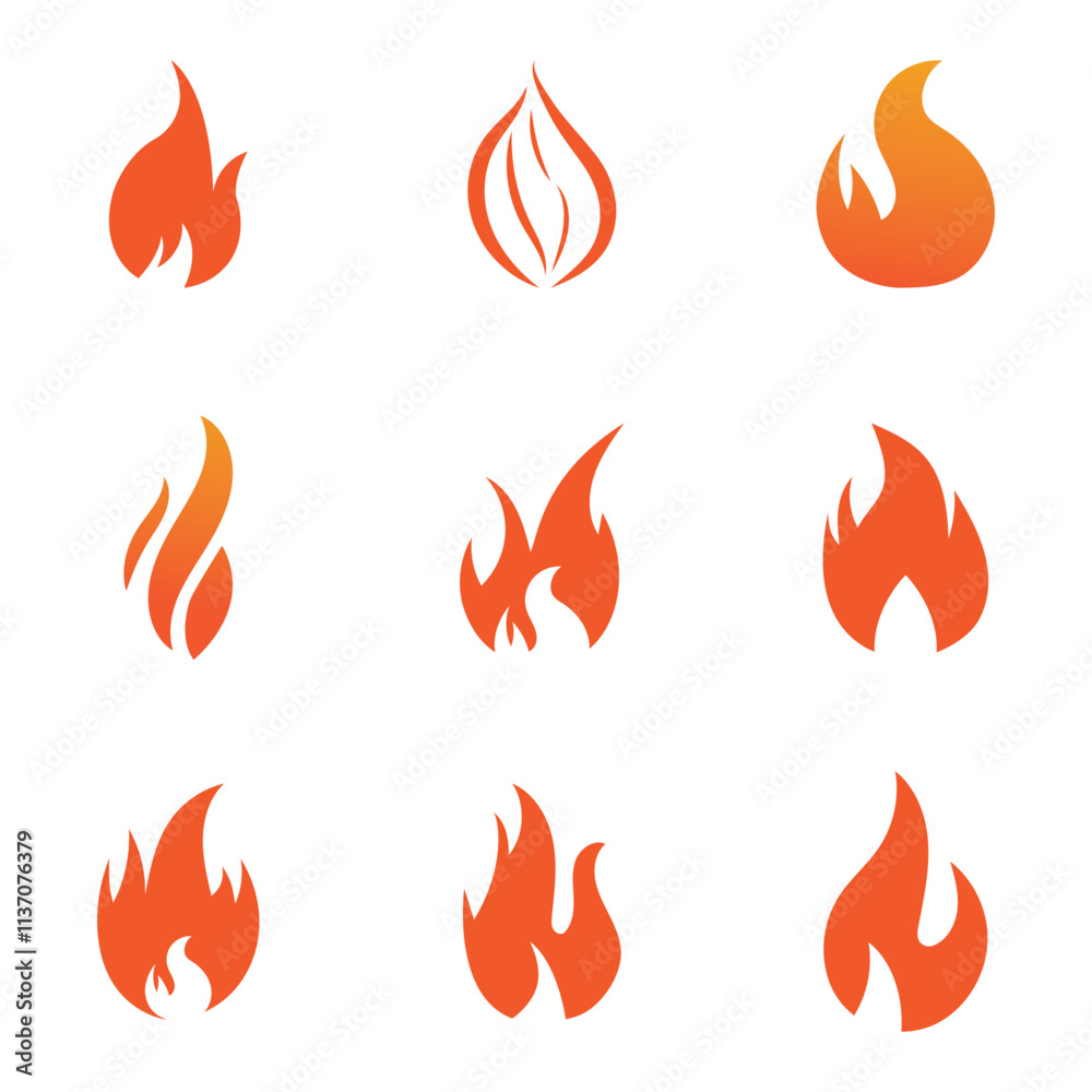 Fire Set logo design illustration and fire symbol Fire Set logo design illustration and fire symbol