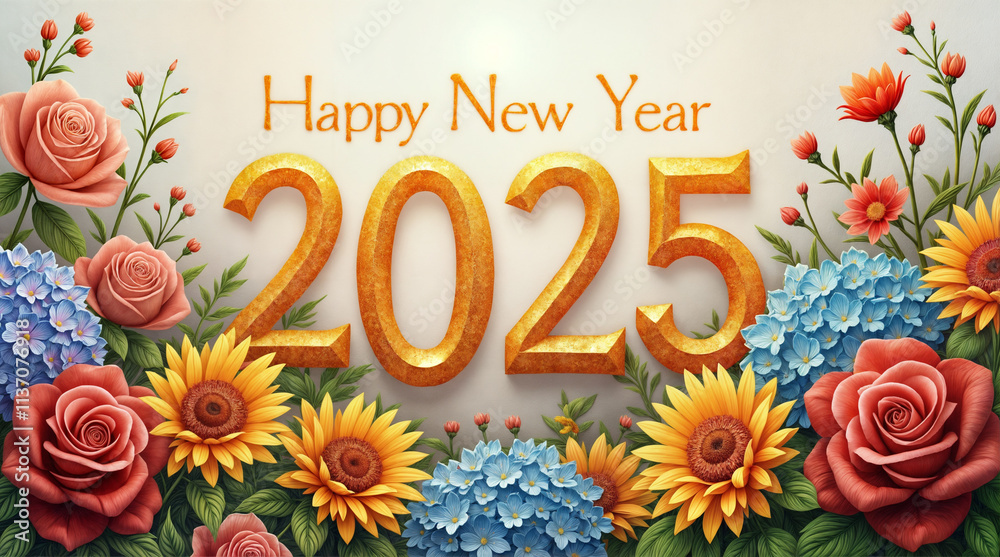 Obraz premium 2025 and flowers