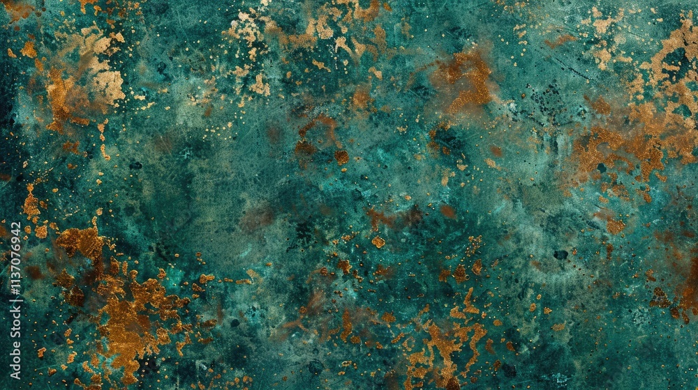 Abstract textured artwork featuring teal and copper hues with a dynamic, layered appearance. Abstract textured artwork featuring teal and copper hues with a dynamic, layered appearance.