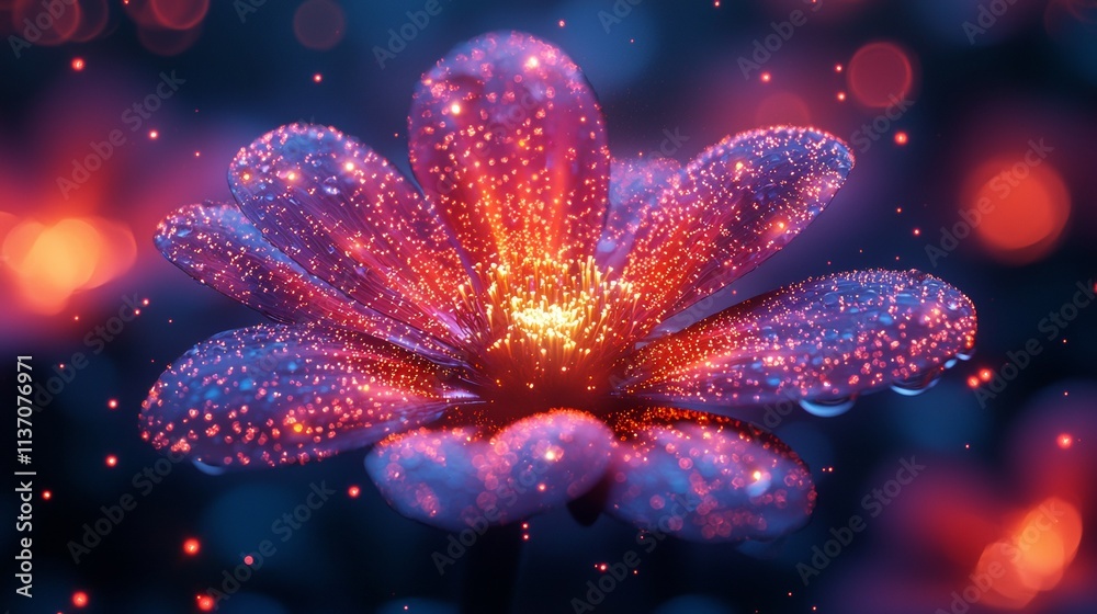 Glowing flower with radiant petals in a dreamy setting Glowing flower with radiant petals in a dreamy setting