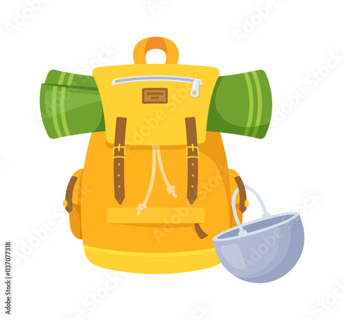 Knapsack for outdoor hiking vector illustration