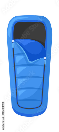 Camping adventure sleeping bag vector illustration