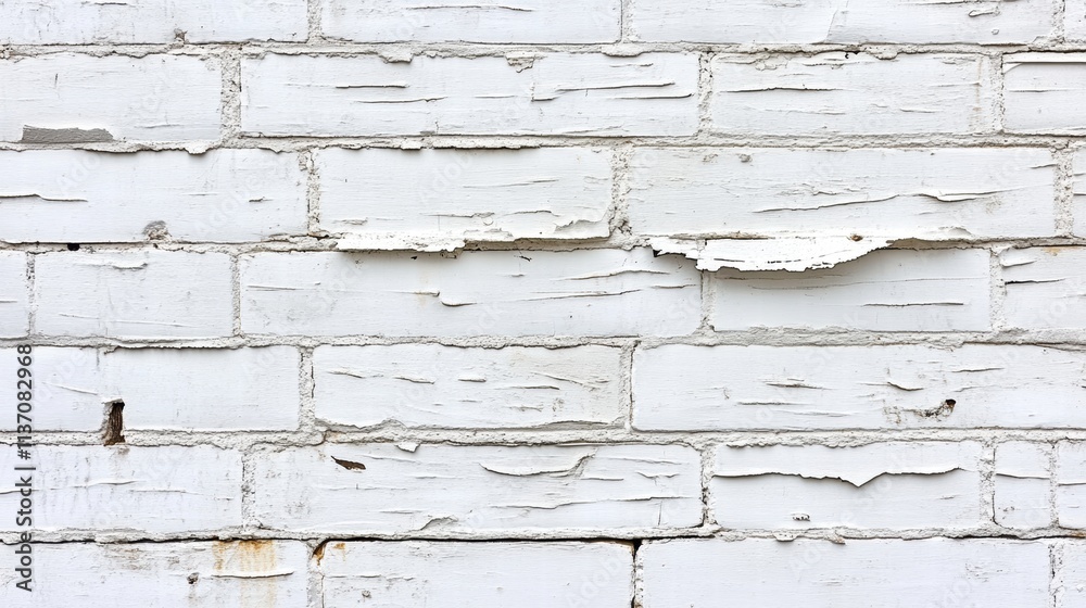Fototapeta premium Whitewashed Brick Wall with Peeling Paint