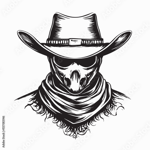 Bandit mask gangster head Image vector isolated on white background.
