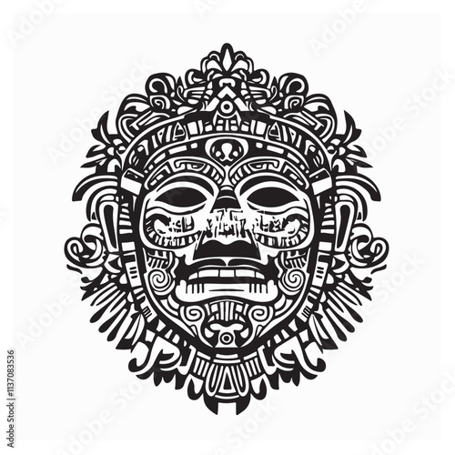 Aztec Face Mask Stock Vector. Aztec Face Mask Vector Illustration isolated on white background.