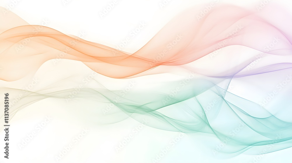 Fototapeta premium Abstract Pastel Waves Flowing Seamlessly Across White Background