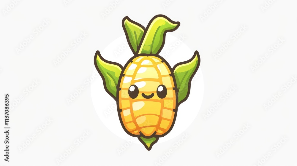 Fototapeta premium Cute Cartoon Corn Illustration