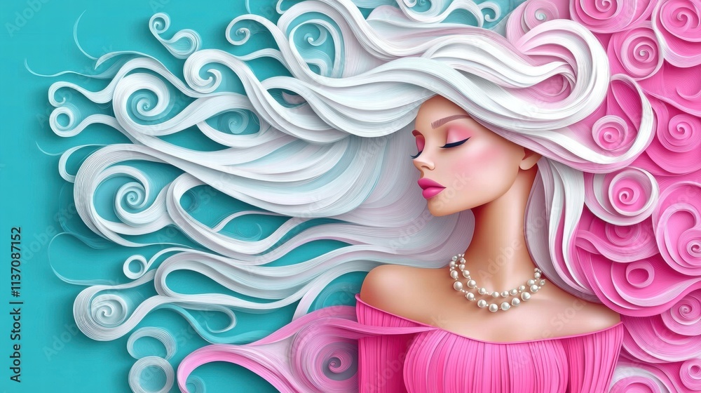 Elegant Woman with Paper Art Hair Elegant Woman with Paper Art Hair