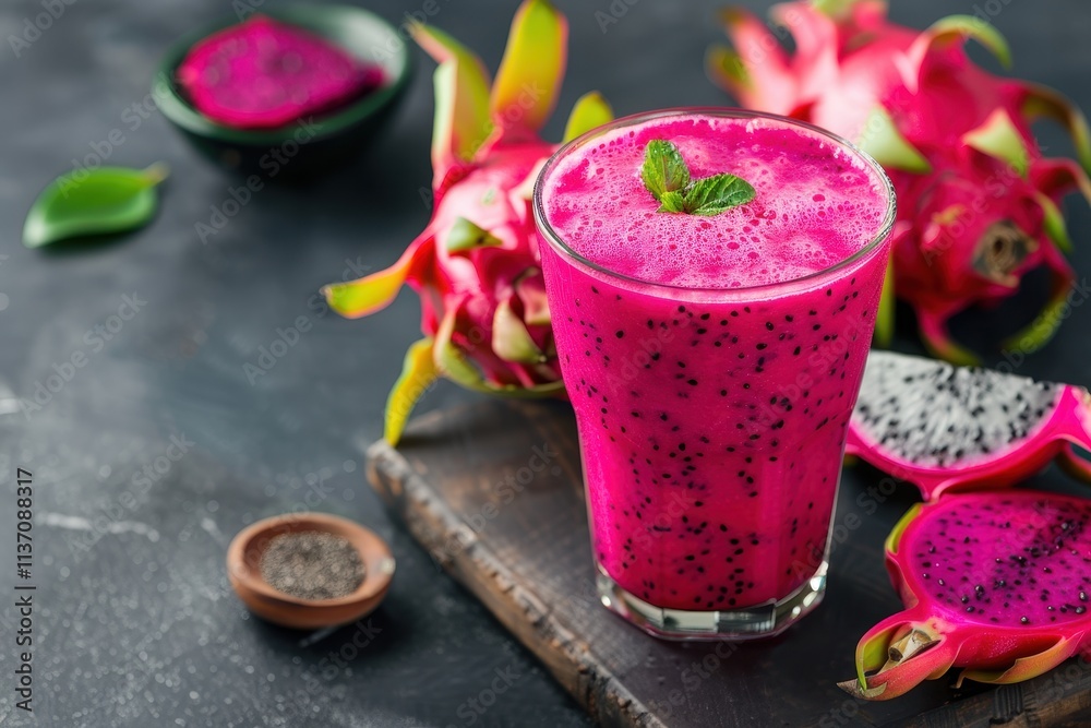 Fresh dragon fruit juice has a slightly sweet taste Fresh dragon fruit juice has a slightly sweet taste