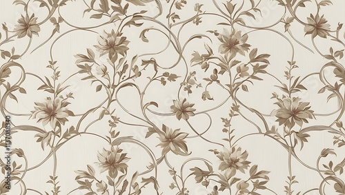 Wallpaper Mural Elegant Beige Floral Wallpaper Design Featuring Intricate Vines Torontodigital.ca