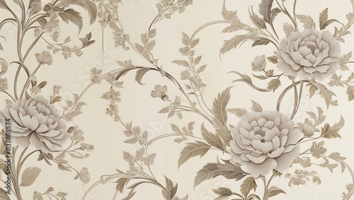 Wallpaper Mural Elegant Beige Floral Wallpaper Design Featuring Peonies Torontodigital.ca