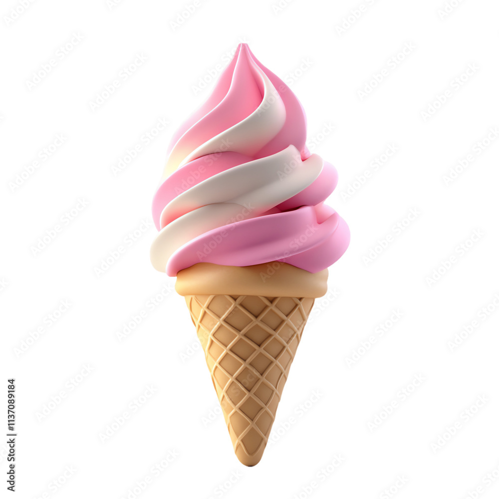 Pink and White Swirl Ice Cream Cone Pink and White Swirl Ice Cream Cone