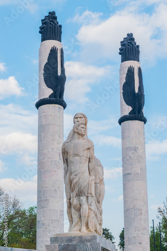 Close up of the boy heroes monument in chapultepec on blue sky