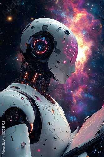 Wallpaper Mural Artificial intelligence in a futuristic cosmic setting with vibrant colors and intricate details Torontodigital.ca