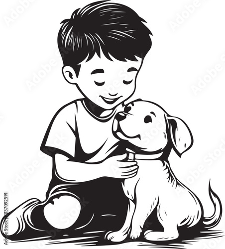 boy and puppy