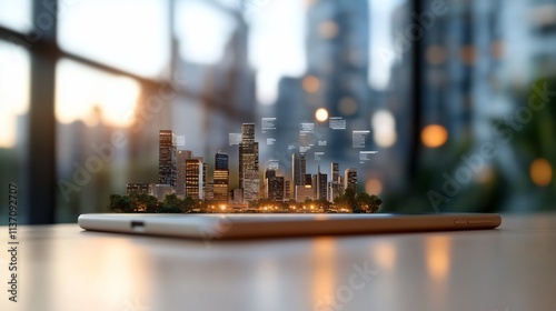 Wallpaper Mural Smart city concept, digital cityscape on tablet. Torontodigital.ca