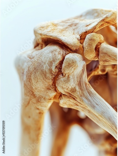 A close up of a bone with a white background. Generative AI