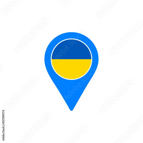 Free Download Ukraine location pin vector illustration with national flag design - GFXLoad