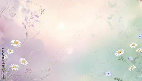 Serene Blurred Backdrop with Flowing Pastel Tones and Subtle Floral Overlays for Mother’s Day


