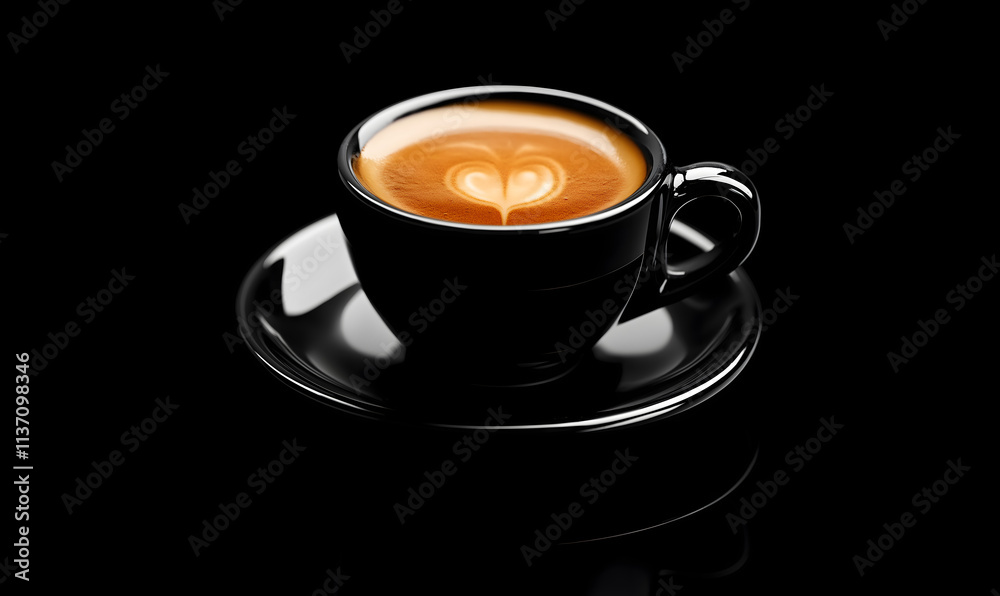 Obraz premium Elegant Black Coffee Cup on a Dark Background