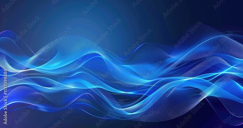 Fototapeta premium Abstract waves of blue light creating a fluid, dynamic visual effect.