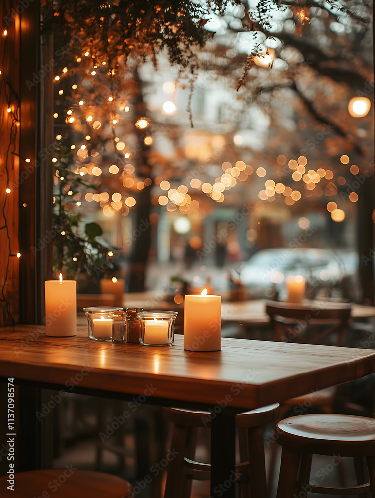 Cozy Winter Evening with Glowing Candles and Warm Light