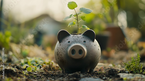 Investment Growth Concept - Young Plant Sprouting from Coins