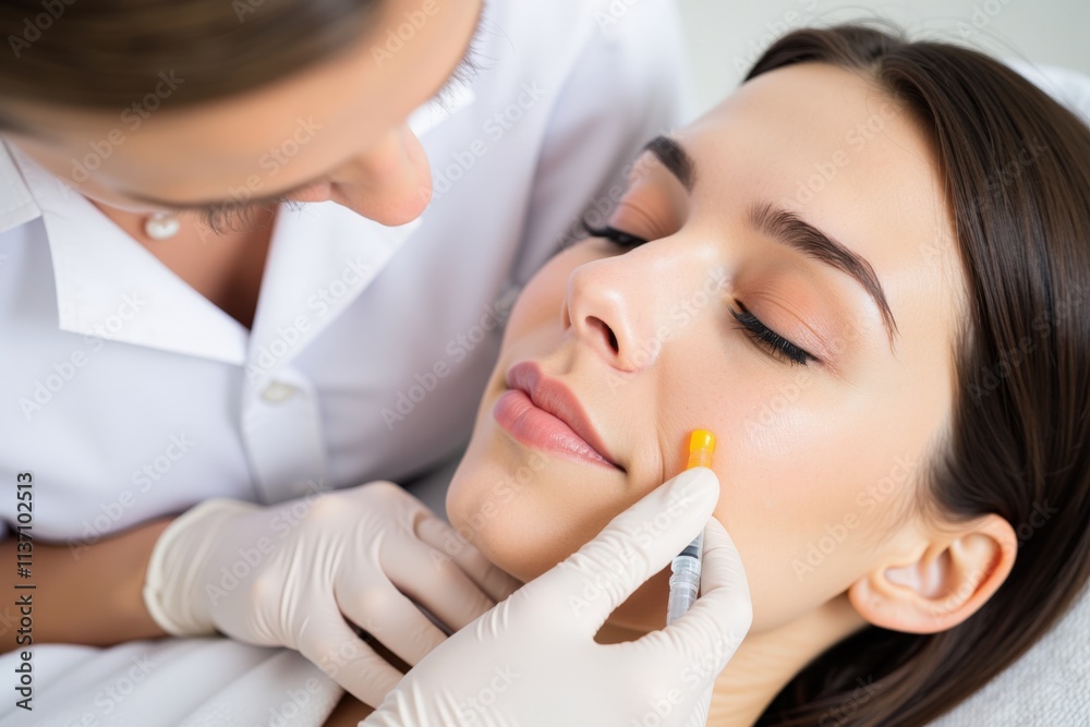 Professional Aesthetician Administering Facial Treatment with Precision and Care, Perfect for Cosmetic Procedure Advertising and Medical Spa Promotions