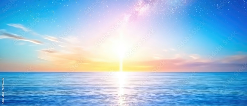 Serene Sunset Over Calm Ocean Waters with Beautiful Gradient Sky and Stars, Capturing the Tranquility of Nature and the Beauty of Twilight Serene Sunset Over Calm Ocean Waters with Beautiful Gradient Sky and Stars, Capturing the Tranquility of Nature and the Beauty of Twilight