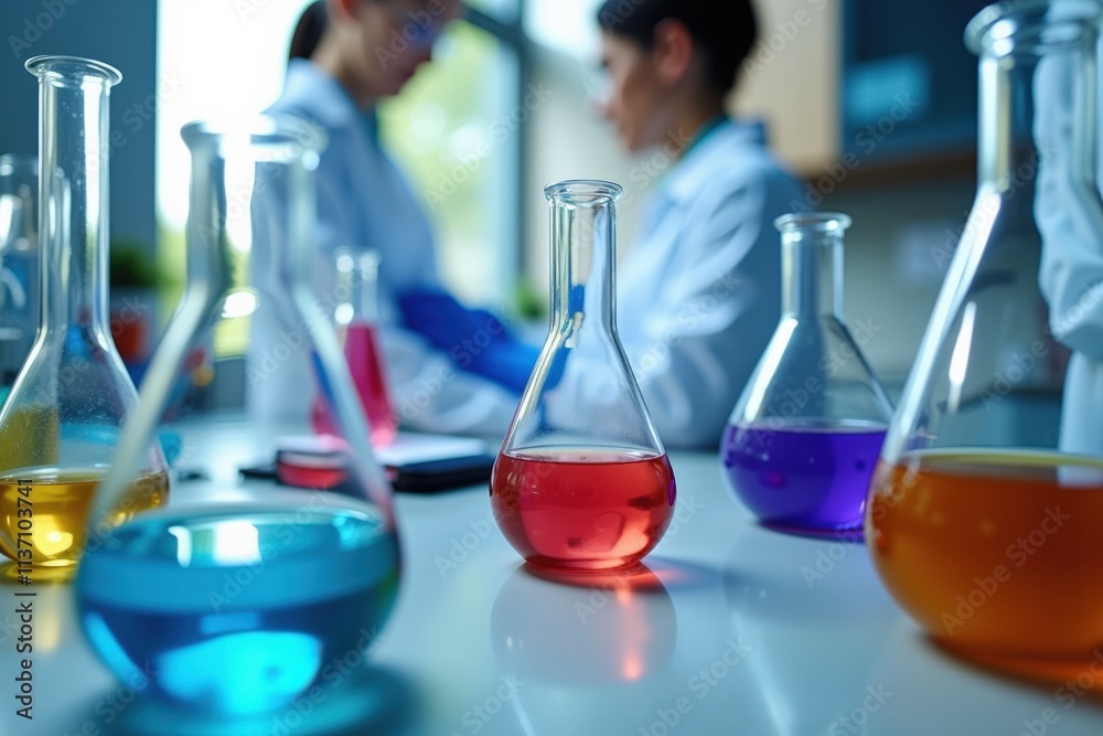 Vibrant Science Lab Experiment: Colorful Chemical Reactions in Progress, Ideal for Educational and Scientific Marketing Vibrant Science Lab Experiment: Colorful Chemical Reactions in Progress, Ideal for Educational and Scientific Marketing