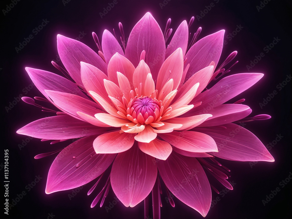 Fototapeta premium Abstract neon pink flower bright psychedelic background