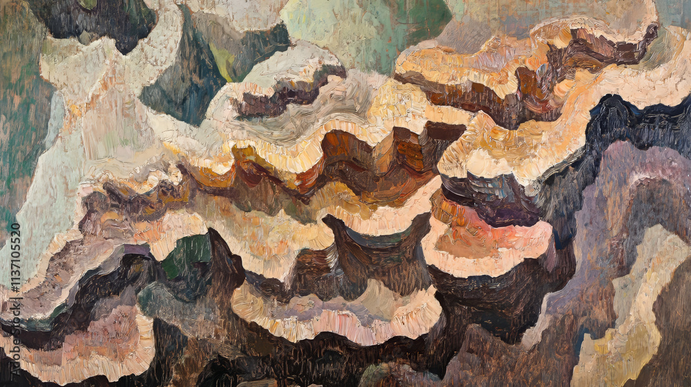 Obraz premium Impressionistic Oil Painting of Coccolith Formations: Ancient Climate Evidence