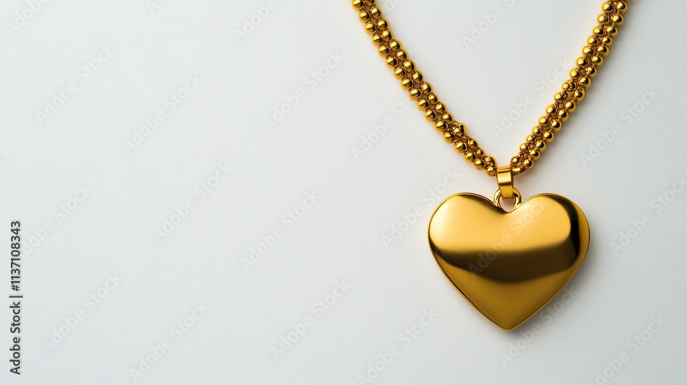 Shiny Gold Heart Pendant Necklace on a Minimalist Background, Perfect for Celebrating Love and Affection, Ideal for Jewelry Photography and Fashion Inspiration Shiny Gold Heart Pendant Necklace on a Minimalist Background, Perfect for Celebrating Love and Affection, Ideal for Jewelry Photography and Fashion Inspiration
