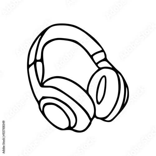 a line art drawing of a headphones isolated on white