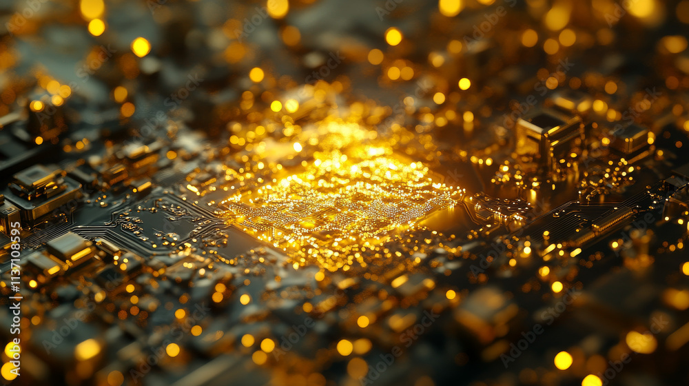 Naklejka premium Golden Hour Nano-Scale Quantum Sensor Assembly
