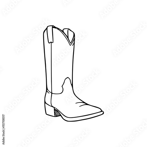 a black and white drawing of a ridding boot icon photo