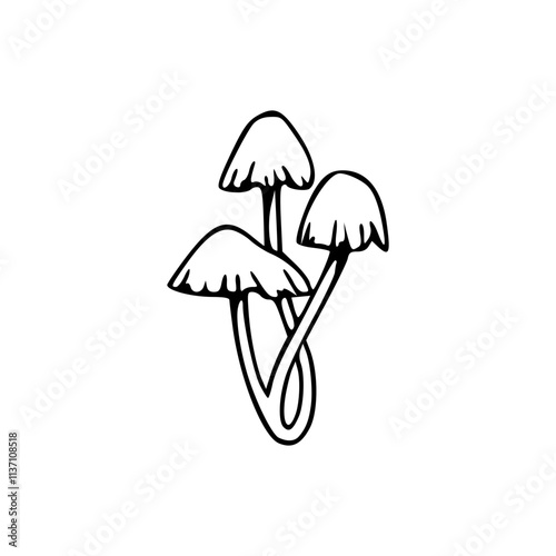 a black and white drawing of a mushroom coloring page