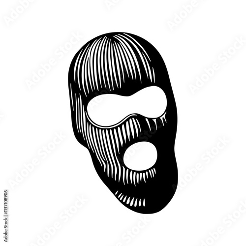 a drawing of a black and white ski mask illustration
