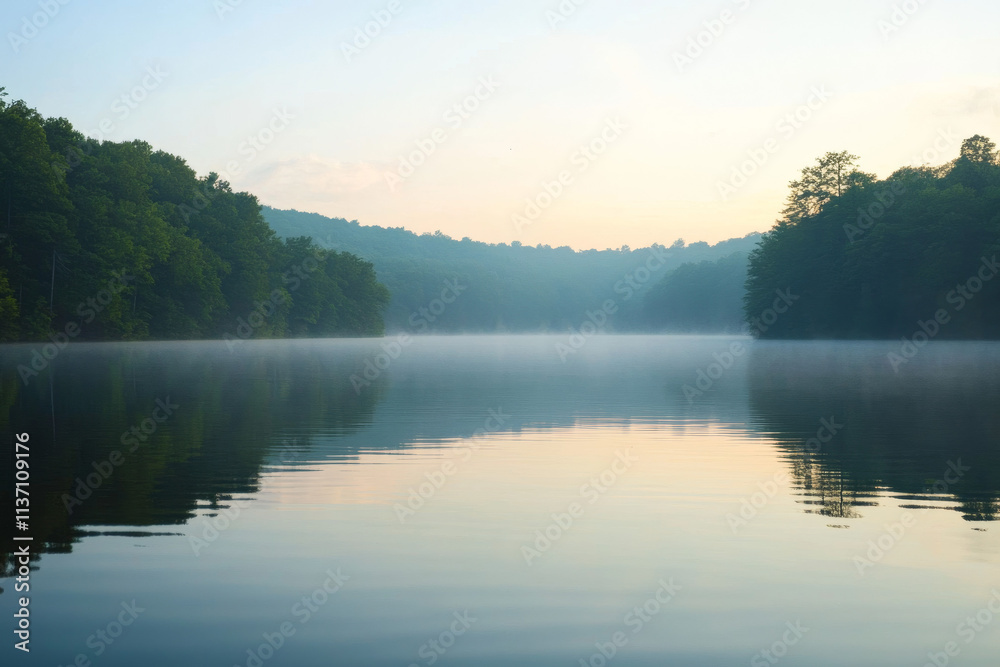 Sunrise Lake Reflection: Peaceful Water Background Sunrise Lake Reflection: Peaceful Water Background