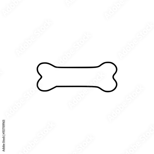 a black and white drawing of a dog bone isolated on white