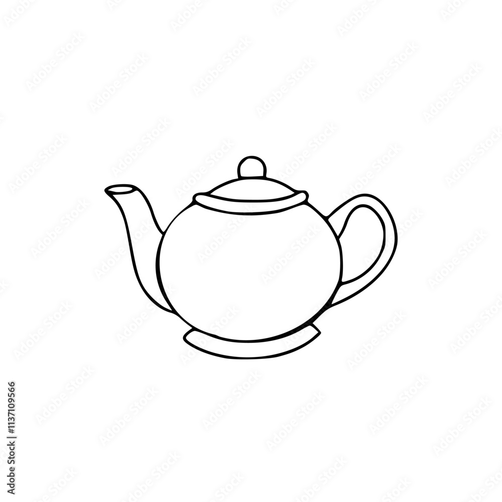 a line art drawing of a classic teapot a line art drawing of a classic teapot
