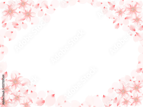 桜の花びら　背景フレーム