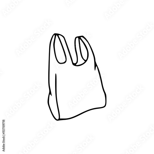 a black and white drawing of a plastic bags icon