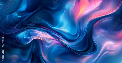 Wallpaper Mural Abstract background with blurred blue and purple waves, dark blue gradient background with light soft lines Torontodigital.ca
