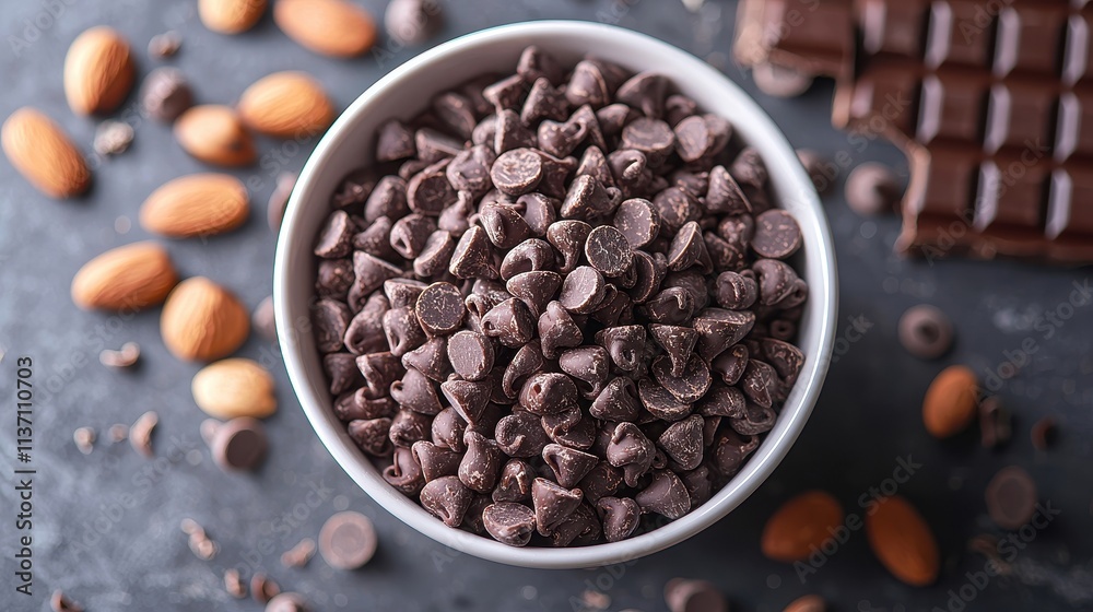 Chocolate Chips in Bowl for Baking Chocolate Chips in Bowl for Baking