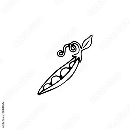 a black and white drawing of a pea pods icon